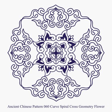Antik Çin deseni eğrinin helezon çapraz geometri çiçek