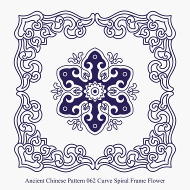 Antik Çin desen eğrisi sarmal çerçeve çiçek