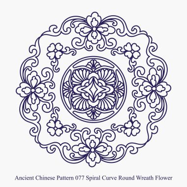 Sarmal eğri çelenk çiçek yuvarlak Antik Çin desen