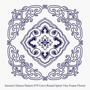 Antik Çin deseni eğrinin yuvarlak sarmal asma çerçeve çiçek