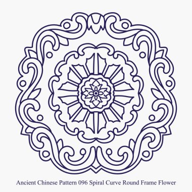 Antik Çin model sarmal eğri yuvarlak çerçeve çiçek