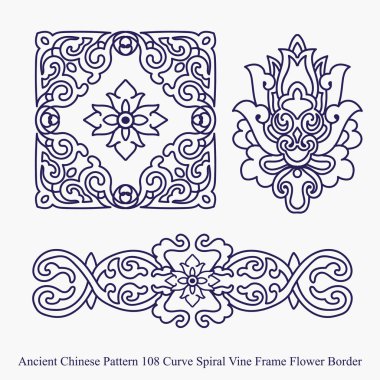 Antik Çin desen eğrisi sarmal asma çerçeve çiçek sınır
