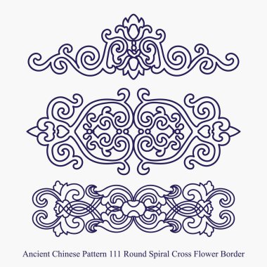 Antik Çin desen yuvarlak helezon çiçek sınır çapraz