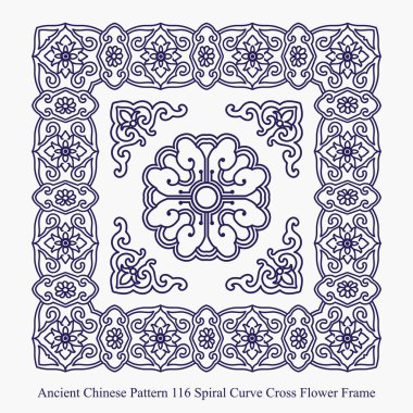 Sarmal eğri Antik Çin desen çapraz çiçek çerçeve