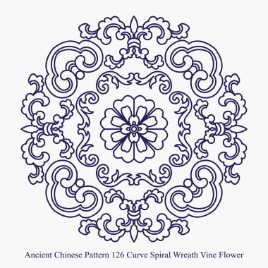 Antik Çin desen eğrisi sarmal çelenk asma çiçek