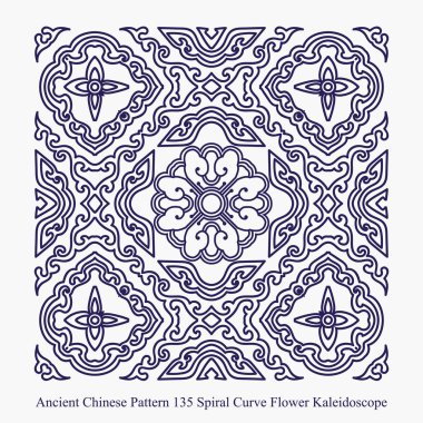 Sarmal eğri çiçek Kaleidoscope Antik Çin desen