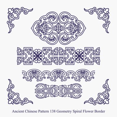 Antik Çin desen geometri sarmal çiçek sınır