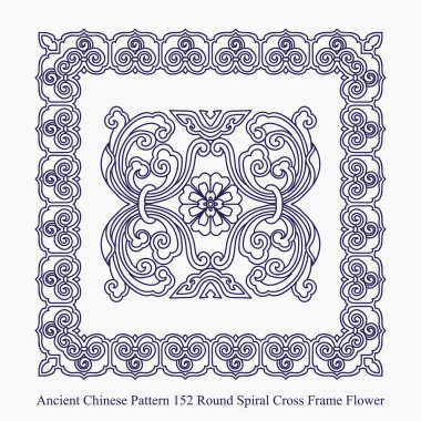 Antik Çin desen yuvarlak helezon çapraz çerçeve çiçek