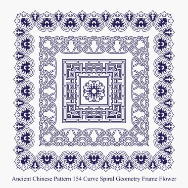 Antik Çin desen eğrisi sarmal geometri çerçeve çiçek
