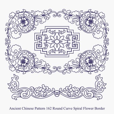 Antik Çin desen yuvarlak eğrisi sarmal çiçek sınır