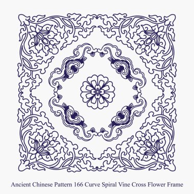 Eğri sarmal asma Antik Çin desen çapraz çiçek çerçeve