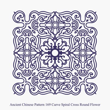 Antik Çin deseni eğrinin helezon çapraz yuvarlak çiçek