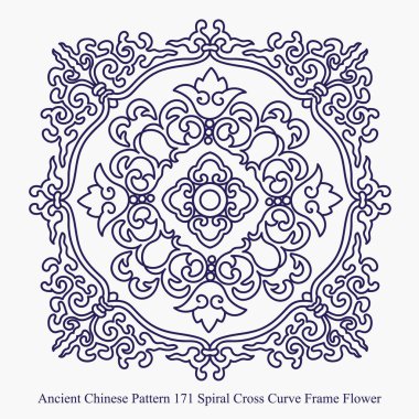 Antik Çin desen helezon çapraz eğrisi çerçeve çiçek