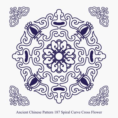 Sarmal eğri Antik Çin desen çapraz çiçek