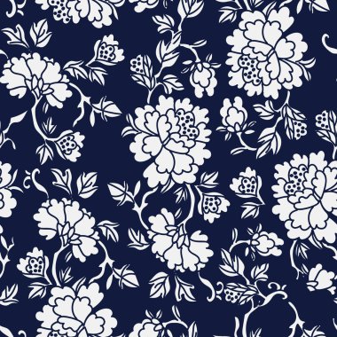 Kesintisiz mavi Japonca Botanik Bahçe çiçek yaprak arka plan