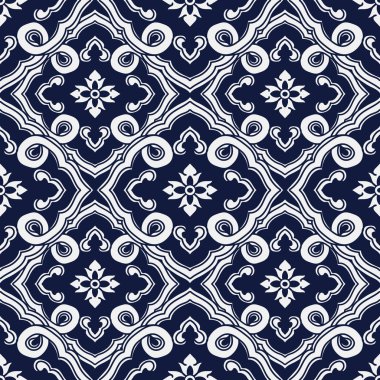 Kesintisiz mavi Japon arka plan eğrisi sarmal çapraz zinciri çiçek