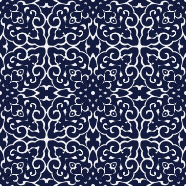 Kesintisiz mavi Japon arka plan sarmal eğri çapraz Kaleidoscope çerçeve