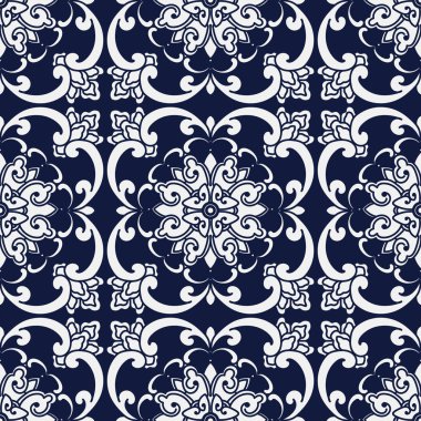 Kesintisiz mavi Japon arka plan eğrisi sarmal çapraz çiçek