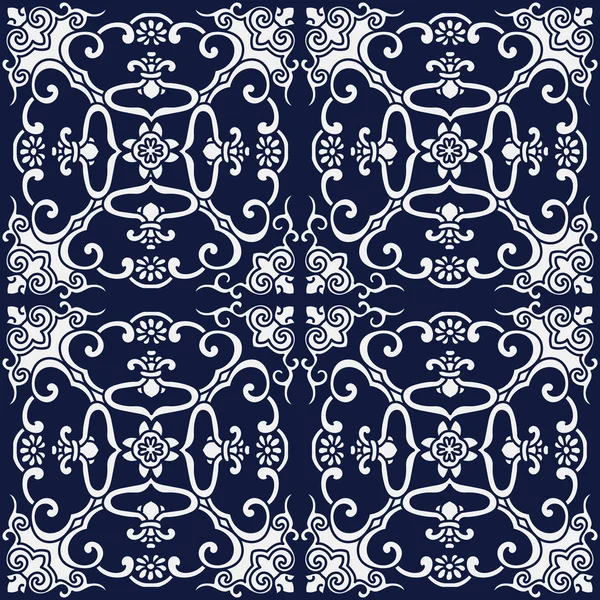 Kesintisiz mavi Japon arka plan sarmal çapraz çerçeve çiçek