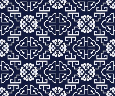 Kesintisiz mavi Japonca geometri sarmal merdiven çiçek arka plan