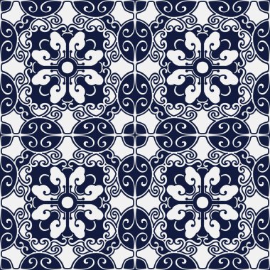 Kesintisiz mavi Japon arka plan sarmal Oval çokgen çapraz çiçek