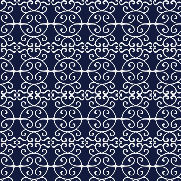 Seamless Blue Japanese Background Round Spiral Cross Frame — Stock Vector