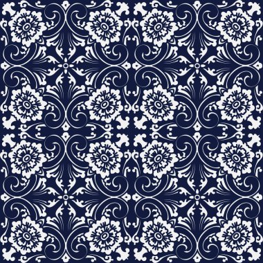 Kesintisiz mavi Japon arka plan sarmal haç yaprak çiçek