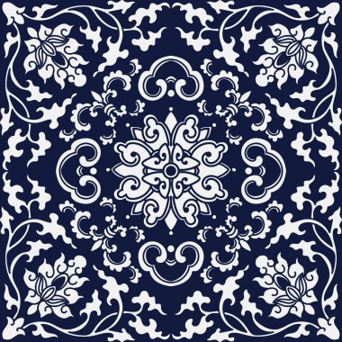 Kesintisiz mavi Japon arka plan botanik sarmal asma çapraz akış