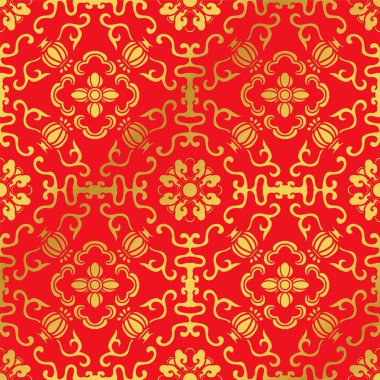 Sarmal çerçeve çiçek yuvarlak sorunsuz altın Çin arka plan