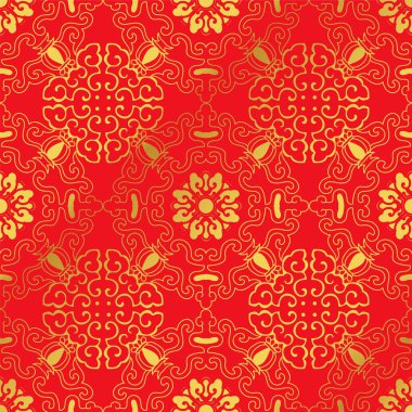 Sorunsuz altın Çince arka plan sarmal eğri çerçeve çiçek