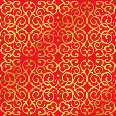 Sorunsuz altın Çince zinciri asma çapraz yuvarlak sarmal arka plan