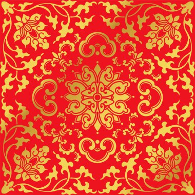 Sorunsuz altın Çin arka plan botanik sarmal asma çapraz çiçek