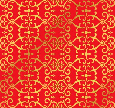 Sorunsuz altın Çince eğrisi sarmal zinciri çiçek arka plan