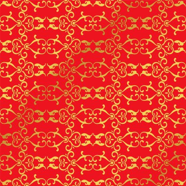 Sorunsuz altın Çin arka plan sarmal eğri çapraz zinciri