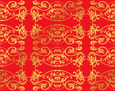 Sorunsuz altın Çince eğrisi sarmal tüy çapraz arka plan