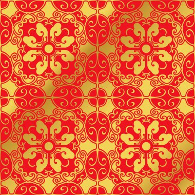 Sorunsuz altın Çin arka plan sarmal Oval çokgen çapraz çiçek