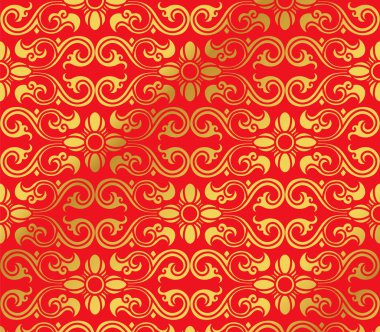 Sorunsuz altın Çin arka plan eğrisi sarmal çapraz çiçek