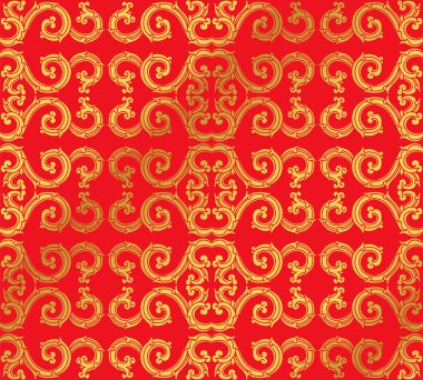 Sorunsuz altın Çince sarmal eğri kare yuvarlak arka plan