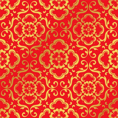 Sorunsuz altın Çin arka plan eğrisi sarmal çapraz çiçek