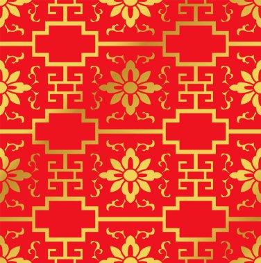 Sorunsuz altın Çin arka çapraz geometri çerçeve çiçek