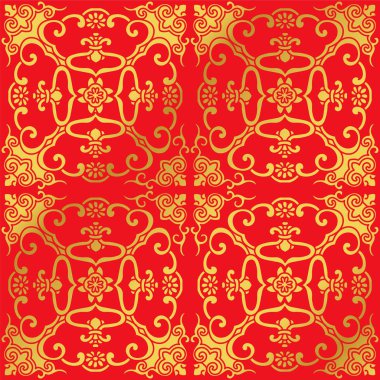 Sorunsuz altın Çince arka plan sarmal çapraz çerçeve çiçek