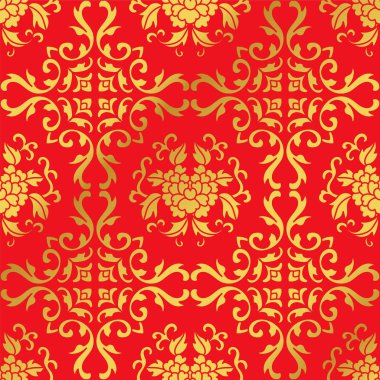 Sorunsuz altın Çince eğrisi asma yaprak çiçek arka plan