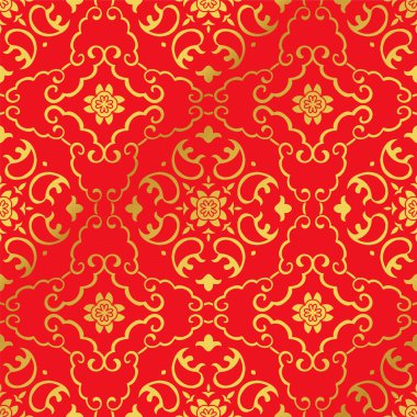 Sorunsuz altın Çince arka plan sarmal çapraz çerçeve çiçek