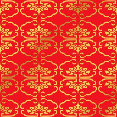 Sorunsuz altın Çince botanik sarmal eğri çerçeve arka plan