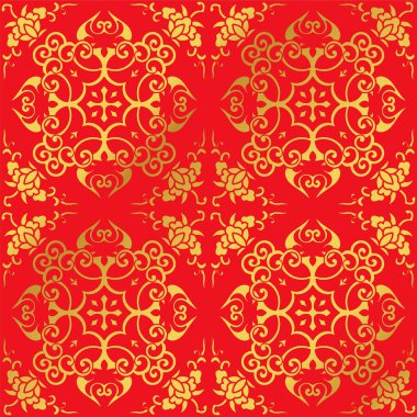 Sorunsuz altın Çince arka plan sarmal çapraz çerçeve çiçek