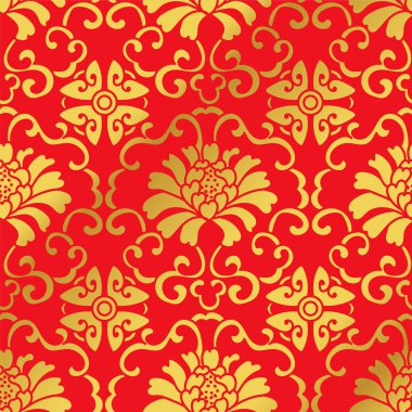 Sorunsuz altın Çince botanik sarmal asma çiçek arka plan