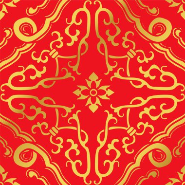 Sorunsuz altın Çince arka plan sarmal çapraz çerçeve çiçek