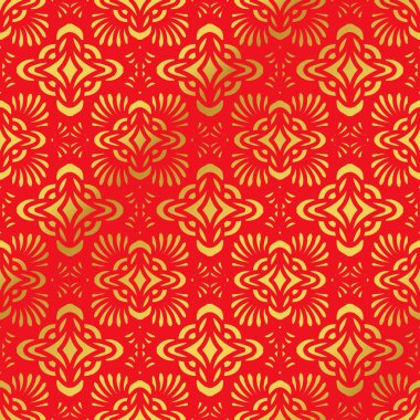 Sorunsuz altın Çin arka plan eğrisi Fan çapraz Kaleidoscope