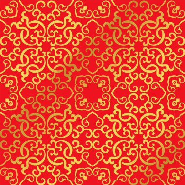 Sorunsuz altın Çince sarmal zinciri Kaleidoscope çapraz arka plan