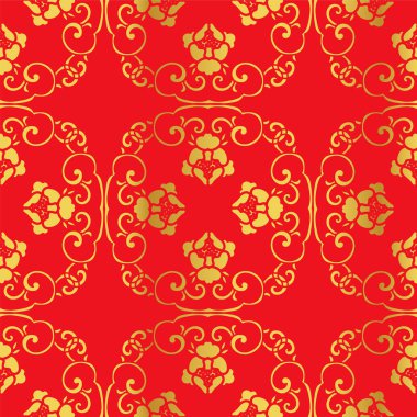 Sorunsuz altın Çince sarmal zinciri çiçek çapraz arka plan